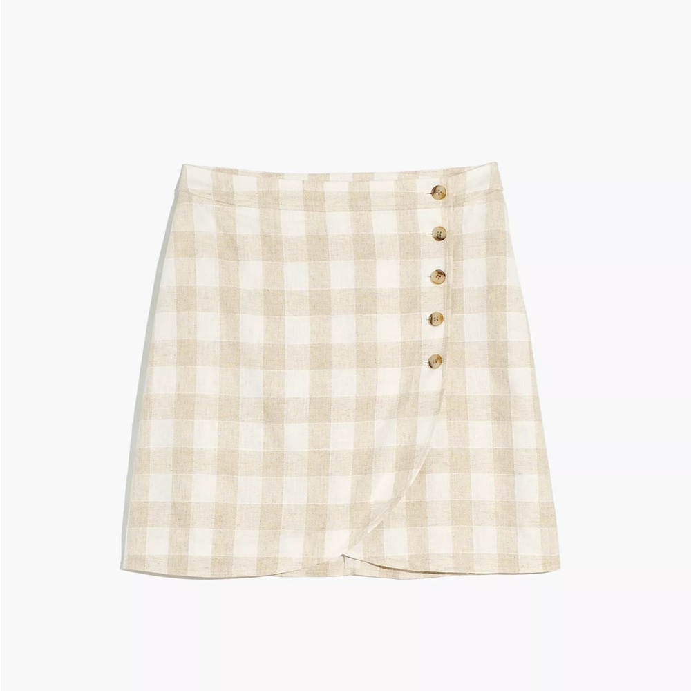 (F25) Linen-Blend Tulip-Hem Mini Skirt: Undyed Edition